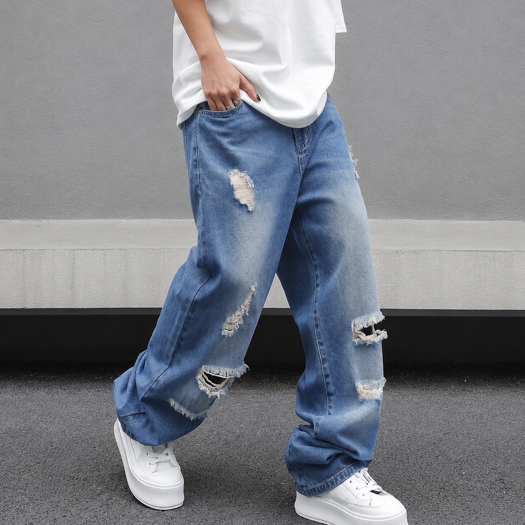 Vintage Washed Ripped Jeans