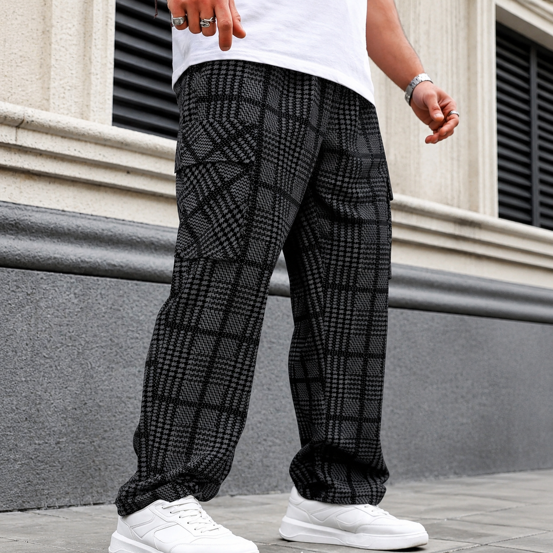 Plaid Wide Leg Casual Pants