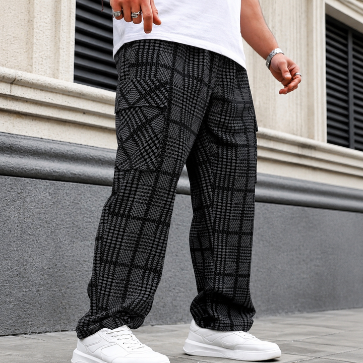 Plaid Wide Leg Casual Pants