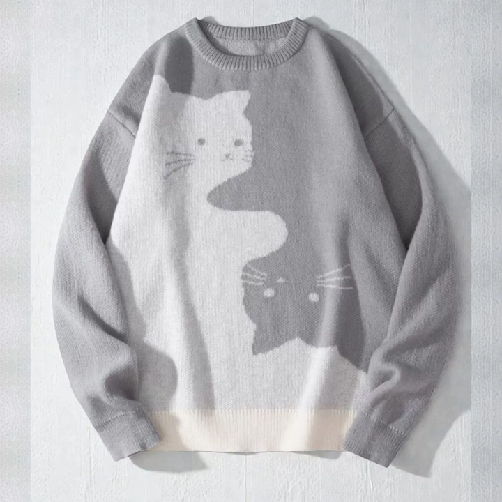 Contrast Cat Sweater