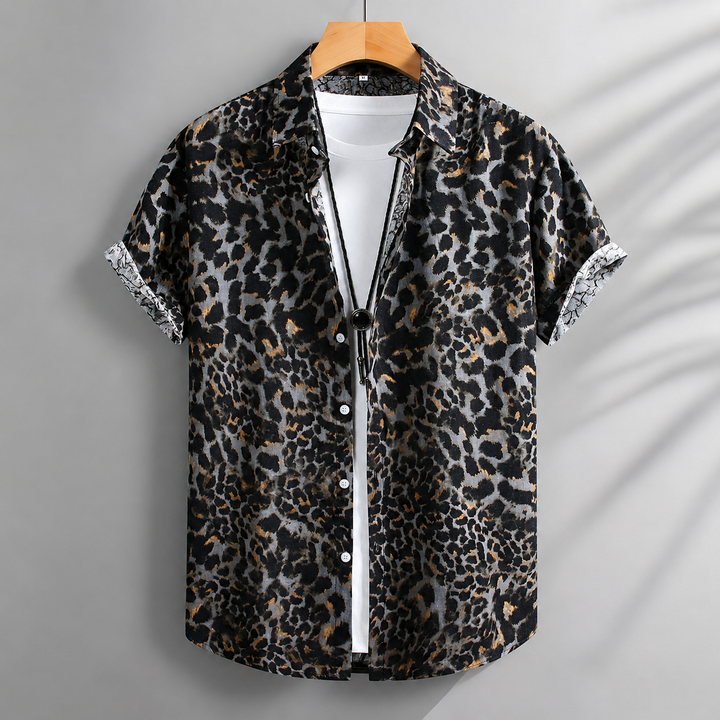 Leopard Print Linen Shirt