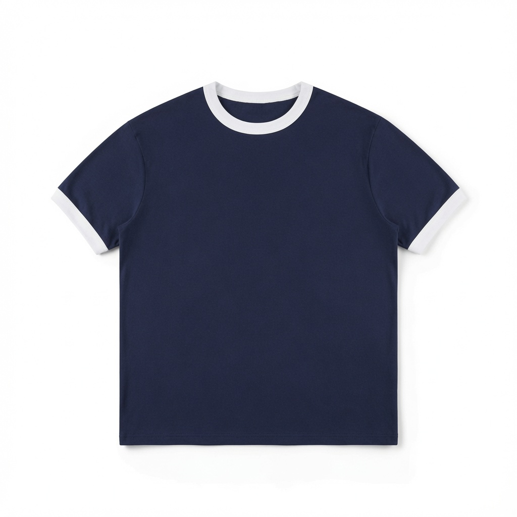 Color Block Cotton Crew Neck T-Shirt