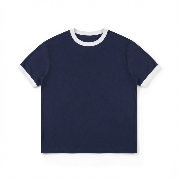 Color Block Cotton Crew Neck T-Shirt