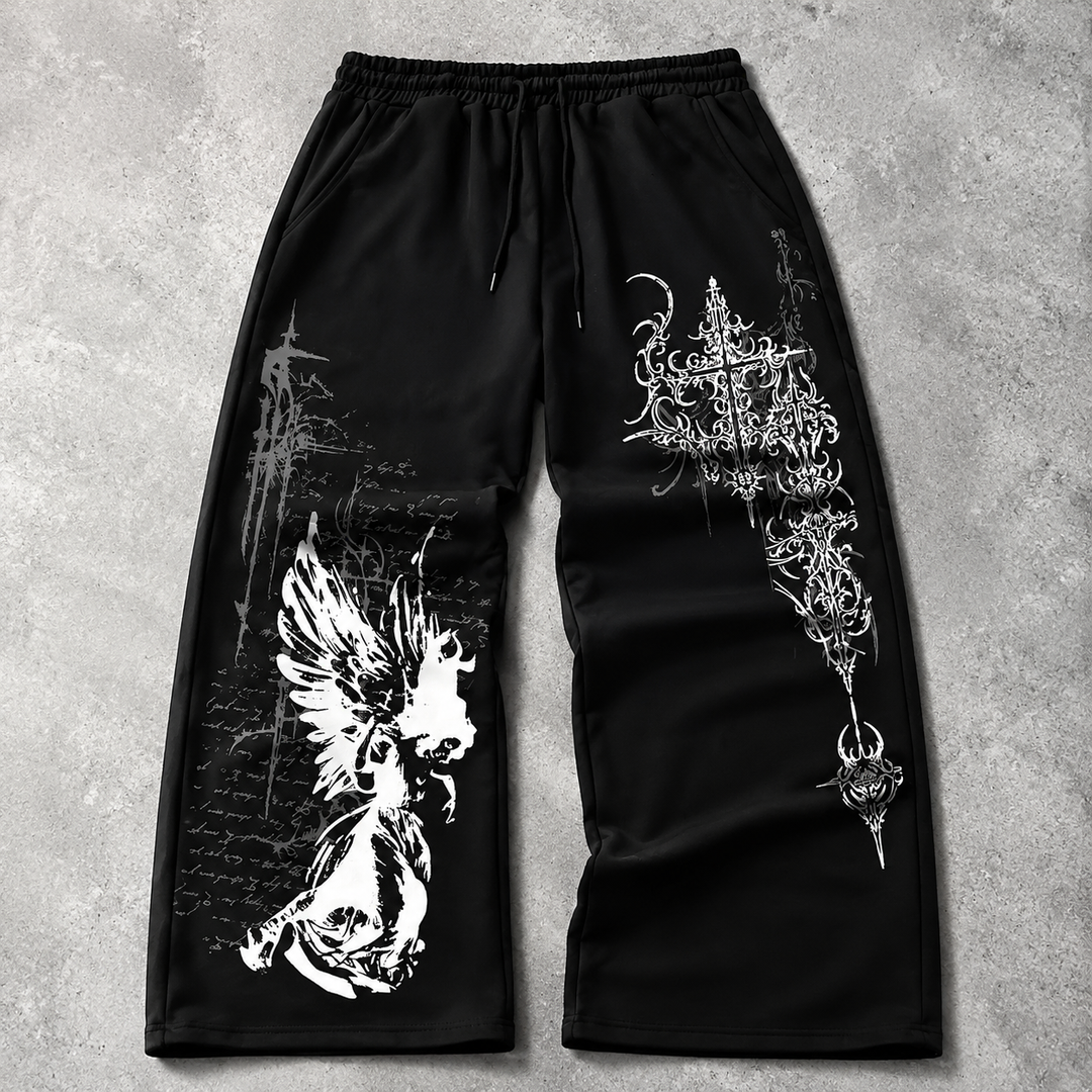 Gothic Graphic Print Casual Sweatpants