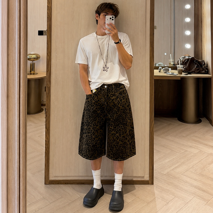Vintage Leopard Denim Jorts