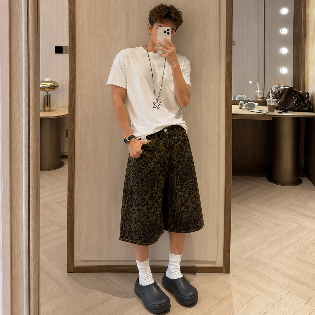 Vintage Leopard Denim Jorts