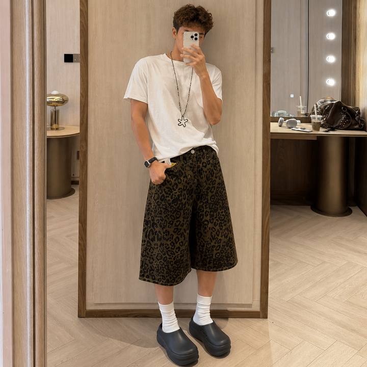 Vintage Leopard Denim Jorts