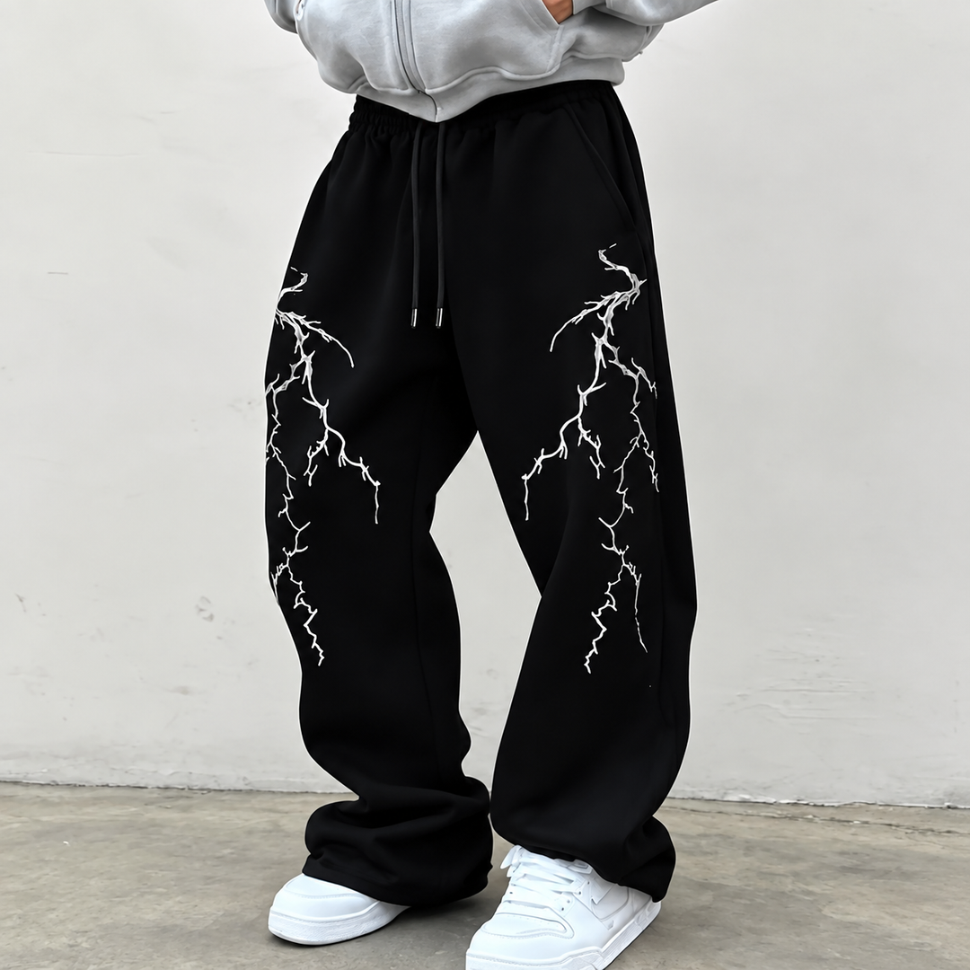 Lightning Crack Wide-Leg Sweatpants