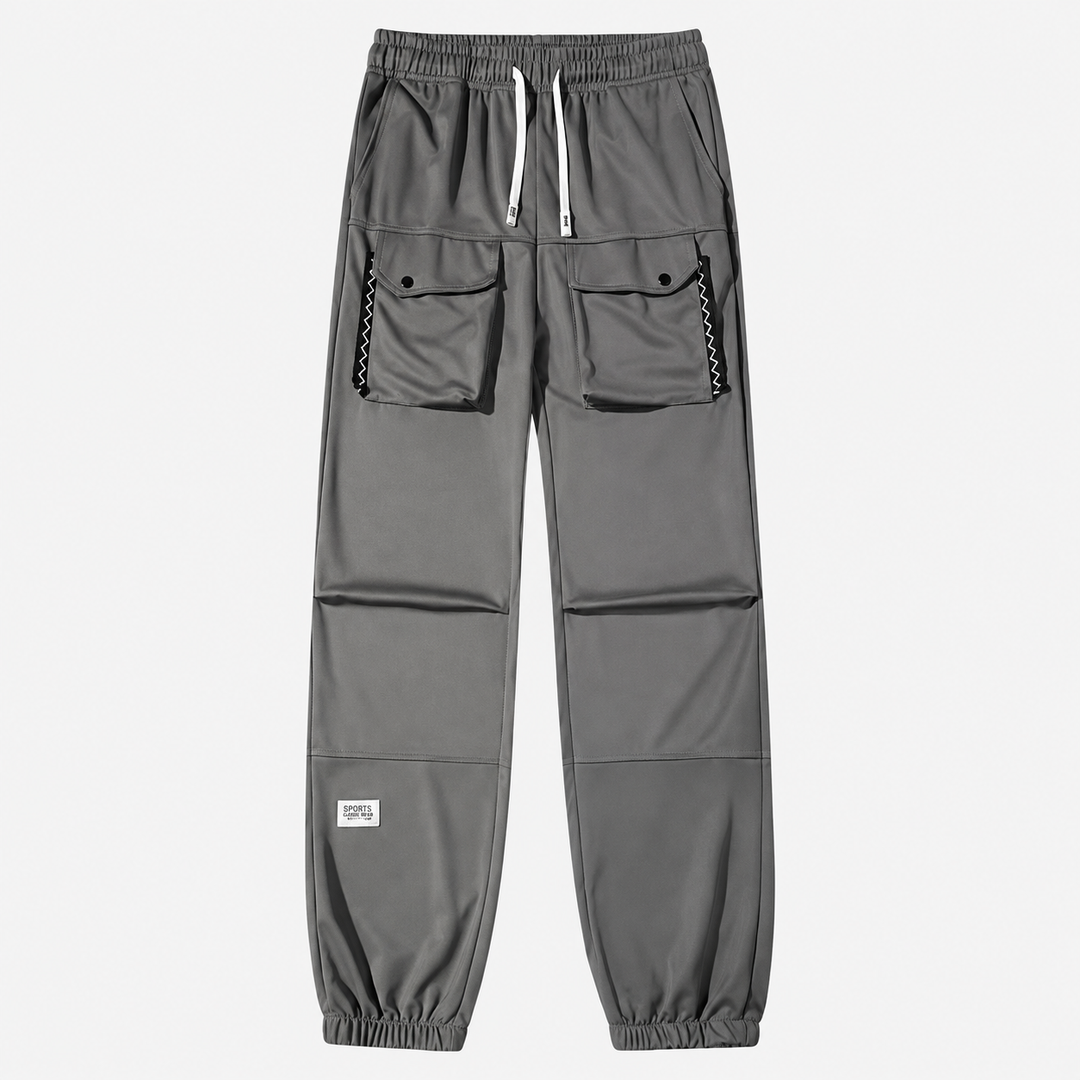 Contrast-Trim Cargo Jogger Pants
