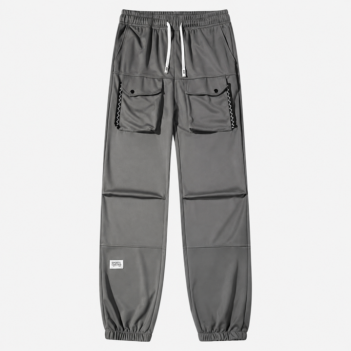 Contrast-Trim Cargo Jogger Pants