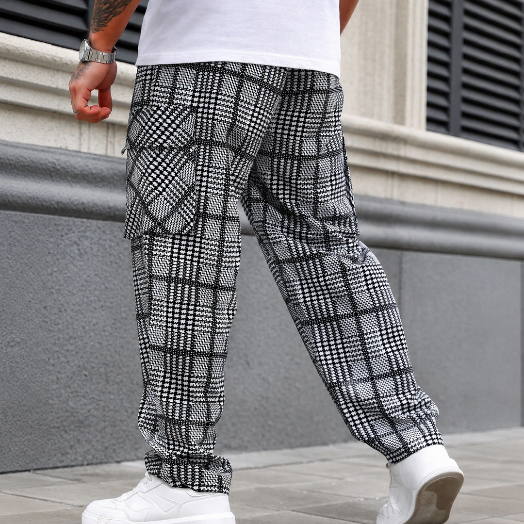 Plaid Wide Leg Casual Pants