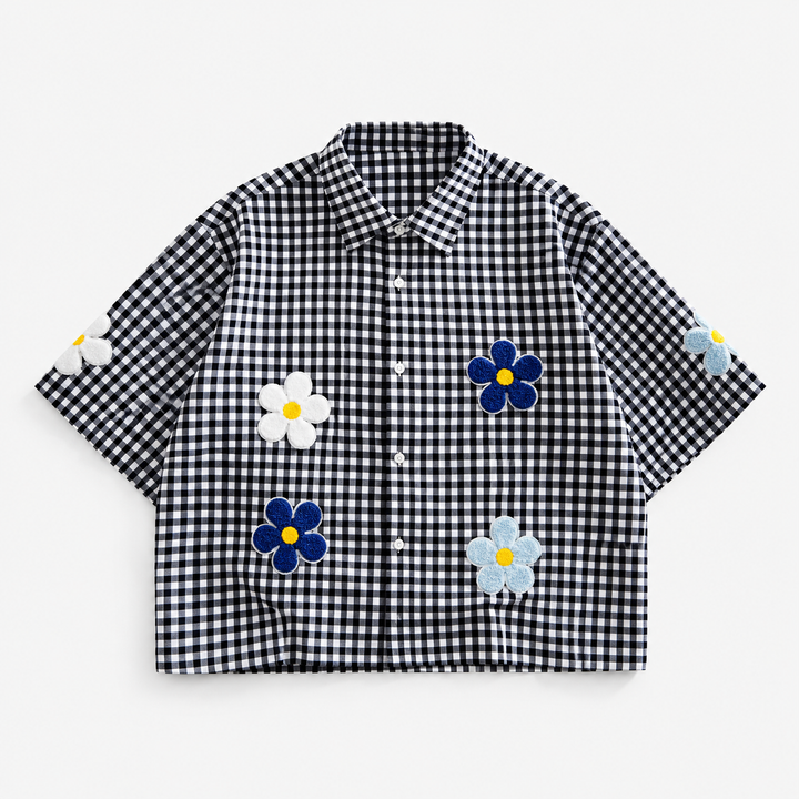 Floral Plaid Short Sleeve Shirt
