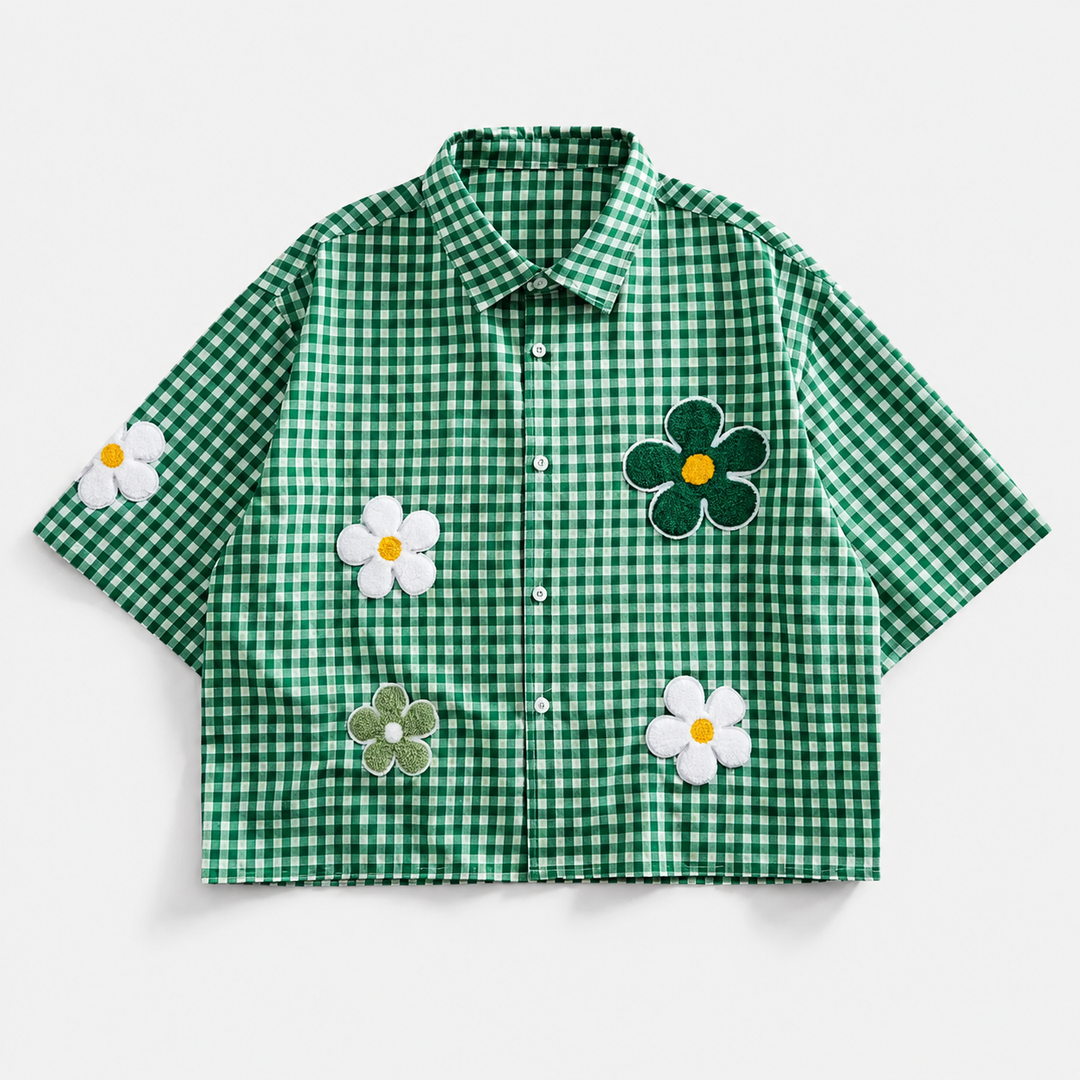 Floral Plaid Short Sleeve Shirt