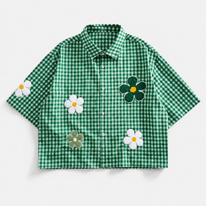 Floral Plaid Short Sleeve Shirt