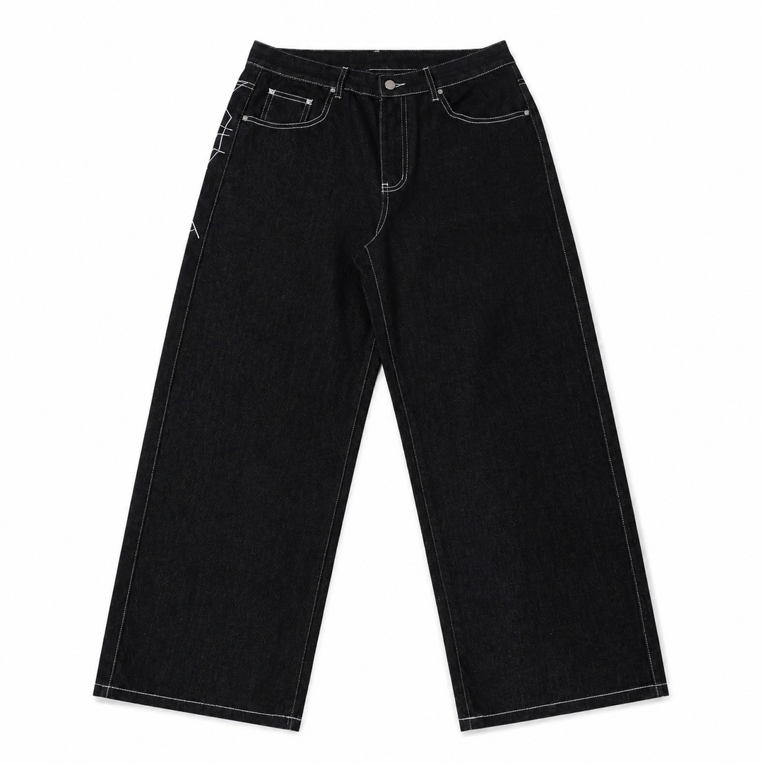 Spider Web Graphic Denim Jeans