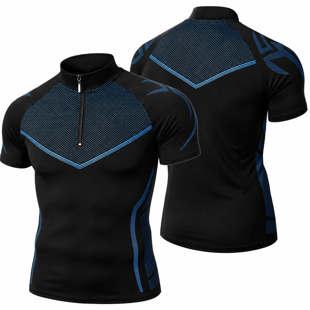 Zip Stand Collar Athletic T-Shirt
