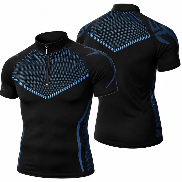 Zip Stand Collar Athletic T-Shirt