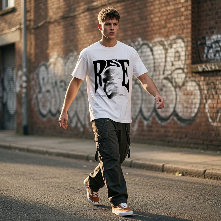 “RISE” Letter Print Oversized T-Shirt